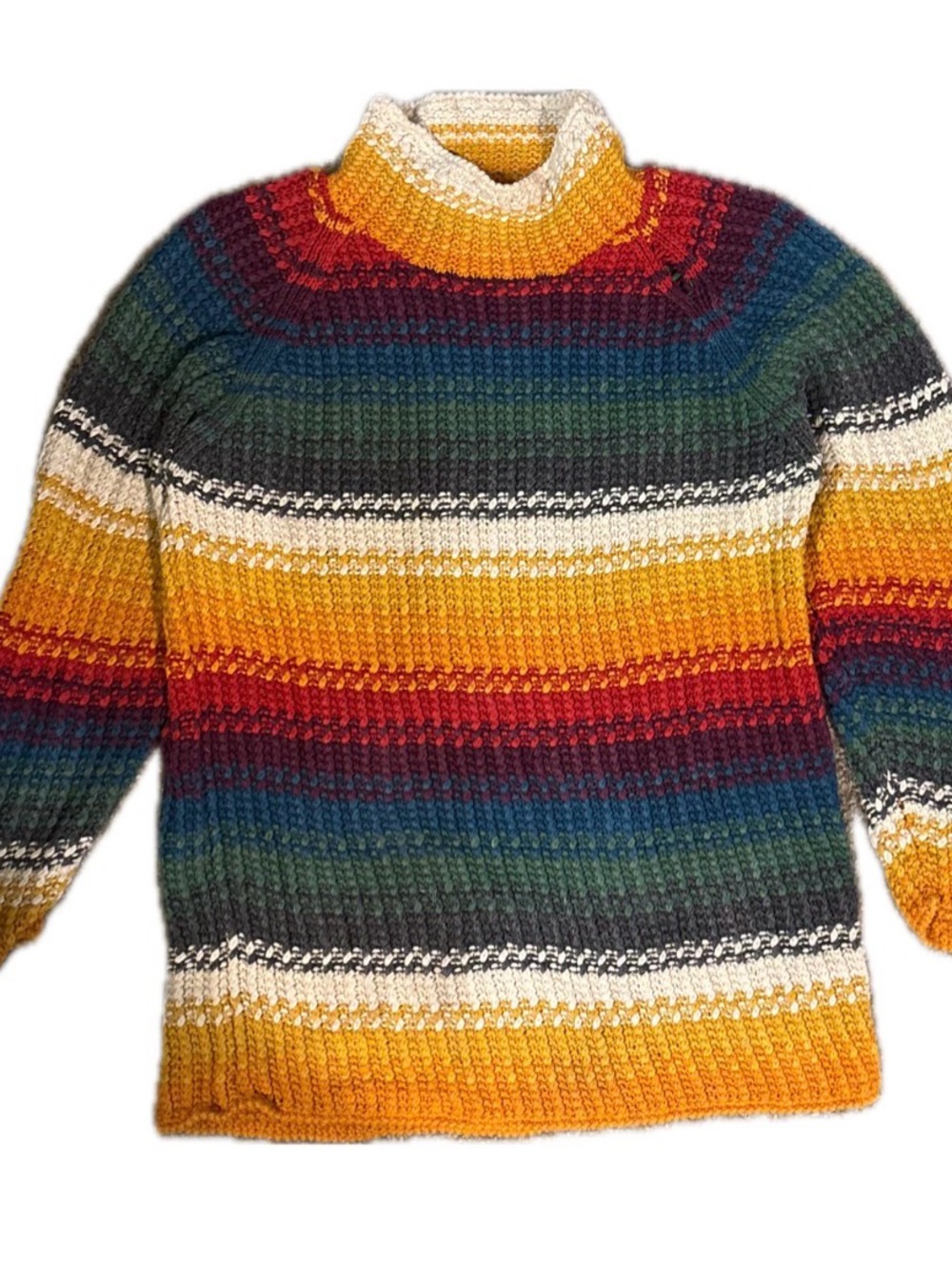Men's Multicolor Striped Knit Sweater - Yellow, Red, Blue